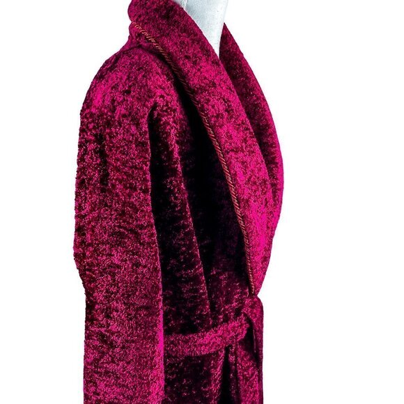 Vintage Diamond Tea Red Crushed Velvet Full Length Robe - Picture 5 of 15